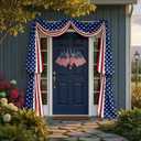 4th of July Patriotic Bunting Patriotic Door Decorations Set Outdoor Swag Banners Memorial Day Decor Kit for Front Door Porch Yard Red White and Blue Decorations