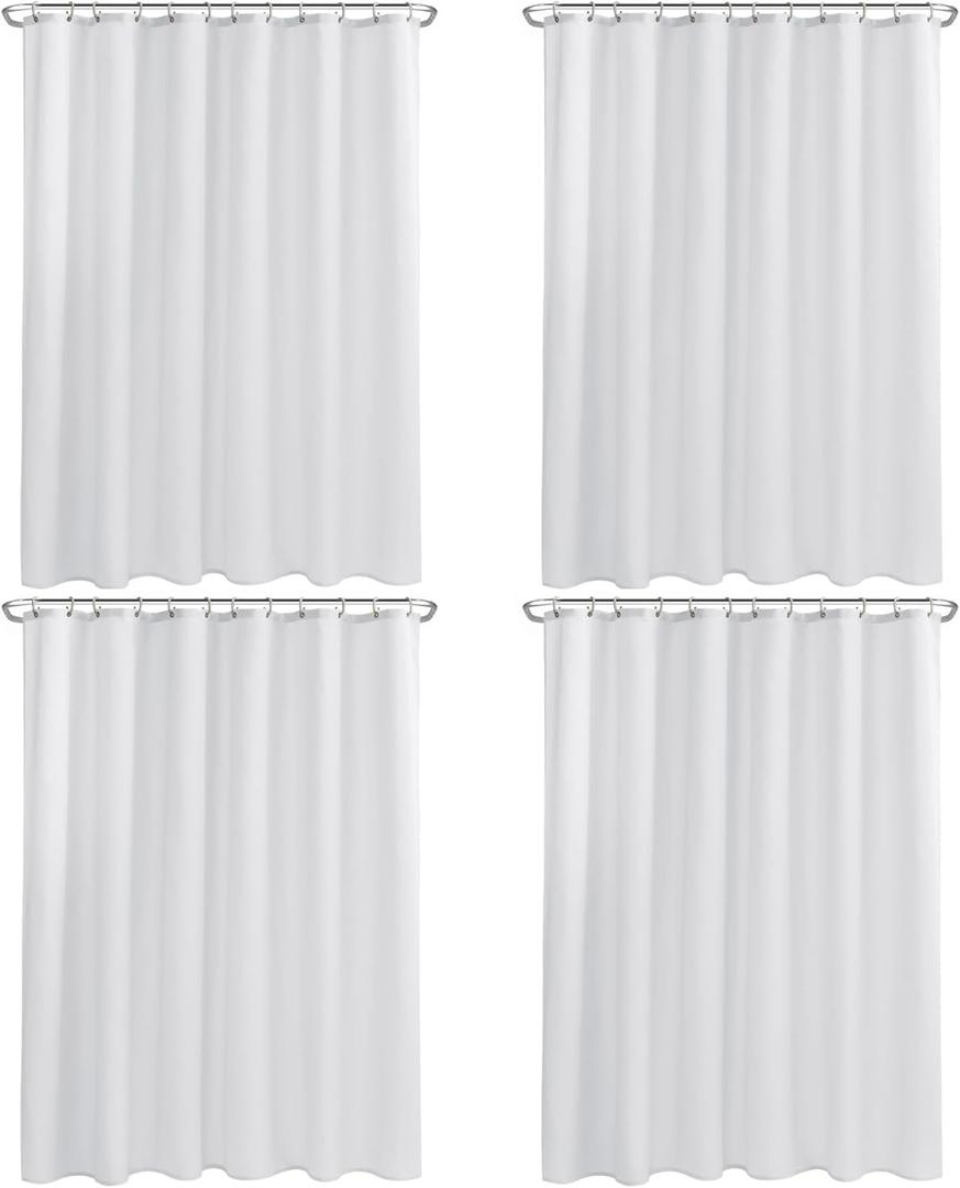 Nasitos Fabric Shower Curtain Liners 4 Pack - W72 x H72 - Washable & Water Resistant Cloth Shower Liner for Bathroom, Soft Hotel Quality, Standard Size (White, Include 8 Separate Magnets)