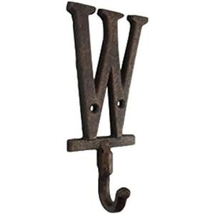 Handcrafted Nautical Decor Rustic Copper Cast Iron Letter W Alphabet Wall Hook 6"