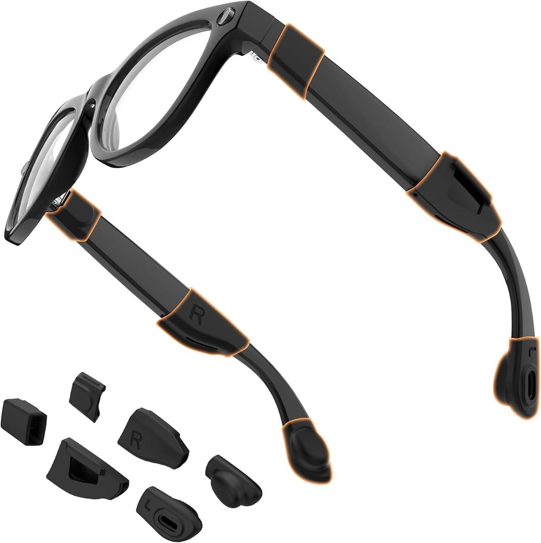 Waterproof Silicone Cover & Eyeglass Ear Grip Compatible with Ray-Ban Meta Wayfarer/Skyler/Headliner & Gen 2, Sweat-proof, Anti-slip and Skin-friendly Accessories Set for Rayban Smart Glasses