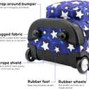 J World Sunrise Kids Rolling Backpack with Wheels for Girls Boys, Roller Bookbag for School, 18 x 13 x 9 Inches, Puffy Star