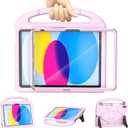 Kids Case for iPad A16 11th Generation 11Inch 2025/ iPad 10th Generation 10.9Inch 2022, Sanyetral Lightweight Cover with Screen Protector/ Pencil Holder/ Handle/ Stand for iPad 10th/ 11th -Light Pink