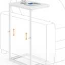 Vagusicc C Shaped End Table for Couch, 33.2'' Extra Tall C Table Adjustable Height Side Table, Small Side Table for Small Spaces, Couch Tables That Slide Under, Tv Tray Table for Living Room, White