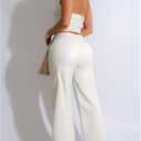 SEMATOMALA Women's Leather Pants Set PU Faux Leather Halter Crop Tank Top and Straight Leg Pants Set 2 Piece Outfit, Large