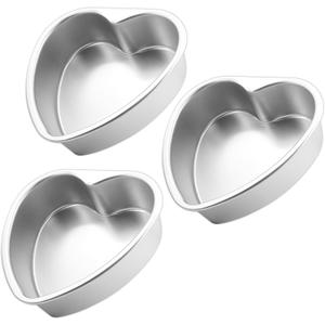 3 Pieces 8 Inch Heart Shaped Aluminum Cake Pans - Funny Baking Tins, DIY Heart Cake Molds for Kitchen, Birthday & Wedding Baking