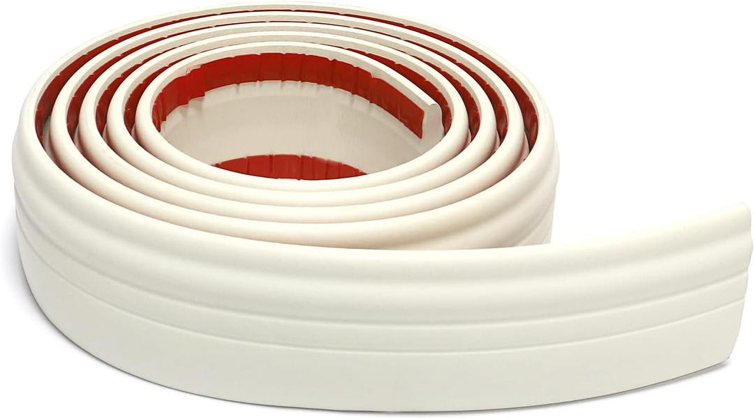 COUKIU Flexible Wall Base Moulding Trim, Peel and Stick Rubber Baseboard Molding, 3 Inch x 16.4 Feet Self-Adhesive Vinyl Wall Base Cove Base (Creamy White)