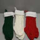 XIMISHOP 4PACK Christmas Stockings,18Inches Large Cable Knitted Stocking Personalized Xmas Hanging Stocking Decorations with for Holiday Christmas Party Family Decor(Green Red White