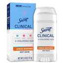 Secret Clinical Strength 100HR Sweat & Odor, Stress Response Soft Solid Antiperspirant Deodorant for Women, 3X Stress Protection with Hyaluronic Acid, PH Balancing Minerals, 2.6 oz