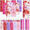 24 Sets Valentines Pens Gift for Coworker Employee Team Staff Office Appreciation Gifts Bulk Heart Keychains with Ballpoint Pens Inspirational Thank You Cards