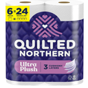 6pcs Quilted Northern Ultra Plush Toilet Paper, 6 Mega Rolls = 24 Regular Rolls, 3X Thicker*, 3 Ply Soft Toilet Tissue | 3X Thicker*, Ultra Soft 