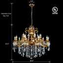 Modern Chandelier Lighting Antique Gold Crystal Chandeliers for High Ceiling Foyer Entryway Living Room 15-Light Crystal Candle Chandelier Light Fixture Staircase Oversize Round 36.4"