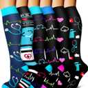 6 Pack Copper Compression Socks for Women and Men Circulation-Best Support for Medical,Running,Nursing,Athletic (Black)