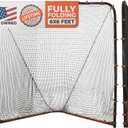 Lacrosse Goal Net (6'W x 6'H x 7'D) Folding Lacrosse Net for Backyard | Powder Coated Steel Frame, UV Treated Netting, Use with Rebounder & Backstop Goal Nets [Includes Carrying Bag & U Stakes]