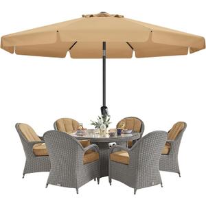 MASTERCANOPY Valance Patio Umbrella for Outdoor Table Market -8 Ribs (11ft,Khaki)
