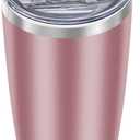 WETOWETO 20oz Insulated Stainless Steel Tumbler, Double Wall Vacuum Travel Coffee Mug, Powder Coated Tumbler Cup (Rose Gold,1)