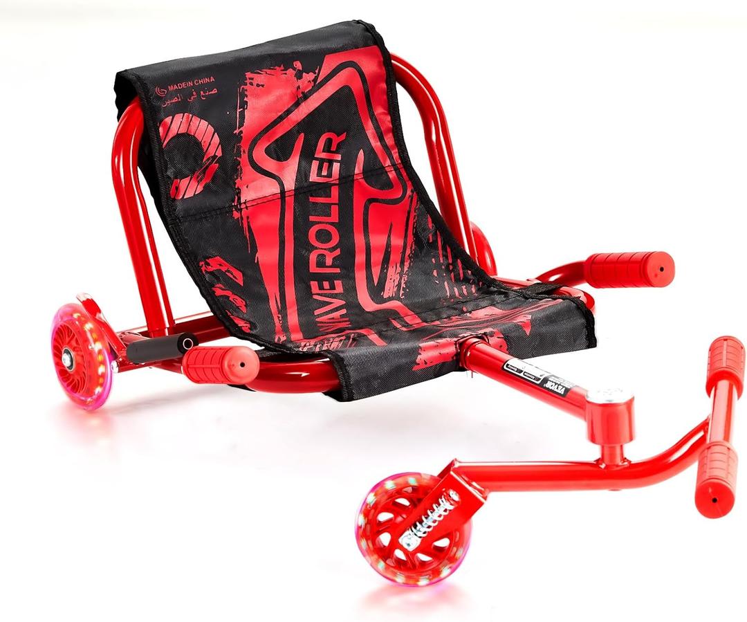 VEVOR Ride on Scooter, Load Capacity of 132 lbs, Swing Side-to-Side for Amazing Ride Powered by Zig-Zag Motion, Ride on Drifting Toy for Ages 4+, Rides on Any Hard Surface for Indoor & Outdoor, Red