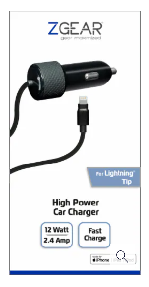 ZGEAR 2.4 AMP Car Charger Type C Quick Charge And ZGEAR 6 Foot Silicone Rubber Sync & Charge Cable Type C.