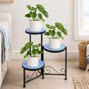 Plant Stand Indoor 3 Tie Mosaic Metal Corner Shelf Outdoor Plant Pot Holder Folding Storage Corner Table Plant Shelves for Living Room