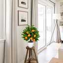 Artificial Potted Plants 16.1 inches Fake Orange Tree Artificial Citrus Fruit Plant with White Pot Faux Plants Indoor for Home,Office, Living Room Table, Desk