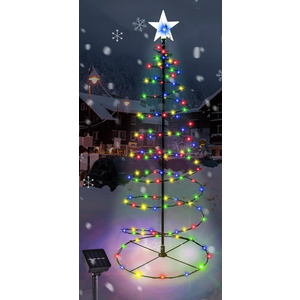 Outdoor Christmas Decorations, 1 Pack 29'' Spiral Solar Christmas Tree Lights, 8 Modes Solar Pathway Lights, Waterpoof Light up Prelit Xmas Tree for Garden Patio Yard Walkway Driveway Multicolor