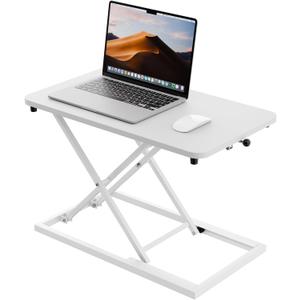 Hoodutric Standing Desk Converter 24 Inch, Height Adjustable Sit to Stand Desk Riser, Ergonomic Desktop Workstation for Laptop and Single Monitor, Home Office Computer Desk Riser-White