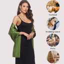 Shawls and Wraps for Evening Dresses Satin Shawl Wraps for Women Wedding Formal Shawl (Green)