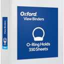 Oxford Ring Binders, 1.5" Round Ring Binders, View Binder, Covers on 3 Sides, XtraLife Hinge, Non-Stick, PVC-Free, White, 350 Sheet Capacity (1002547)
