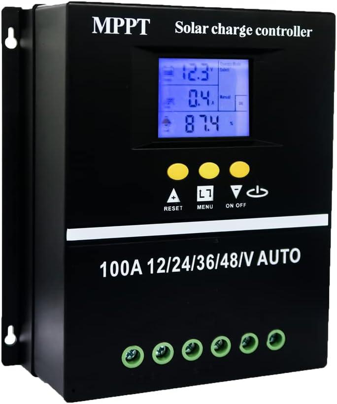 100A MPPT Solar Charge Controller 12V 24V 36V 48V LCD Display Battery Intelligent Regulator Max 100V Input Dual USB for Lead-Acid/Lithium