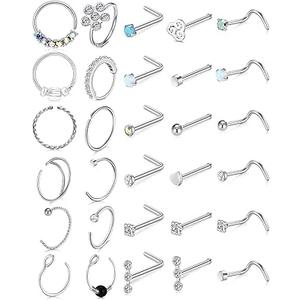 Longita 18g 20g Clear Nose Studs Clear Nose Rings for Work Plastic Earring Piercing Retainers for Surgery Sport School Small Bioflex Invisible Ear Stud 16g Tragus Cartilage Labret Lip Piercing Spacers