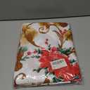 SASTYBALE Christmas Tablecloth Rectangle, Jacquard Fabric Christmas Table Cloth with Poinsettia Flowers, Spillproof Table Cover for Winter Holiday Dinner Decor (Rectangle, 60" x 84")