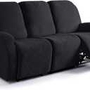 Ruaozz Recliner Sofa Covers Recliner Chair Covers Couch Covers for Reclining Couches with Pockets Washable Furniture Protector with Elastic Bottom (3 Seater, Black)