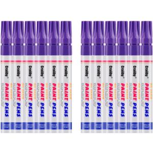 Purple Paint Markers, 12 Pack Oil-Based Waterproof Quick Dry Permanent Paint Pen Set for Rocks Painting, Wood, Fabric, Plastic, Canvas, Glass, Mugs, Metal, Tire, Stone, DIY Craft