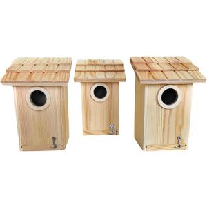 3 Pack Bird House - Bluebird, Finch, Wren, Chickadee, Tree Swallow Bird, Wild Birds, Woodpecker House, Unfinished Wood DIY Project |