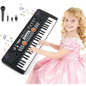 Kids Piano Keyboard, 49 Key Electric Piano Musical Learning Toy for Beginners with Microphone, Music Toys Birthday Xmas Gifts for Kids Toddlers 3-12 Years Old