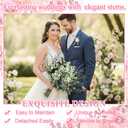Zeyune 12 Pcs Pink Satin Table Runners With120 Pcs Artificial Eucalyptus Leaves Stems for DIY Wedding Baby Shower Table Decor 12'' x 108'' Tables Runners for Boho Party Home Engagement Party Decor