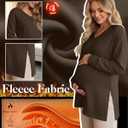 Huukeay 3 Pack Women's Thermal Maternity Shirts Long Sleeve Fleece Lined Pregnancy Tops Split Side V Neck Maternity Clothes (Black, S)