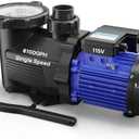 Aquastrong 1.5HP In/Above Ground Pool Pump, Single Speed, 115V, 8100GPH, High Flow, Powerful Self Primming Swimming Pool Pumps with Filter