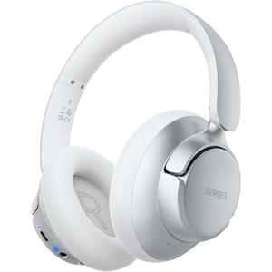 BERIBES Upgraded Hybrid Active Noise Cancelling Wireless Headphones with Transparent Modes,70H Playtime Bluetooth Headphones Wireless with Mic, Deep Bass,3.5MM Cable,Soft-Earpads,Fast Charging-Silver