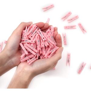 100PCS Baby Shower Clothespins Games Girl Plastic Clothes Pin with Waterproof Bag Mini Pink Pin Bulk 1.37 inch for Party Decorations, DIY Crafts