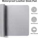 Aothia Large PU Leather Desk Pad Protector - Non-Slip Mouse Pad & Writing Mat for Office/Home, Waterproof, Easy to Clean (36" x 17", Smoky Lavender)