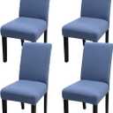 JQinHome 4 Pcs Dining Chair Slipcover, High Stretch Removable Washable Chair Seat Protector Cover for Home Party Hotel Wedding Ceremony (Gray Blue)