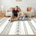8x10 Washable Area Rugs for Living Room Boho Bedroom Rug Green/Brown