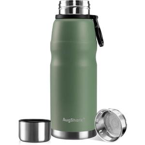 20oz Stainless Steel Insulated Water Bottle Travel Coffee Cup with Lid Leak Proof Metal Water Bottle for Hot and Cold Drink Water Flask(Green)