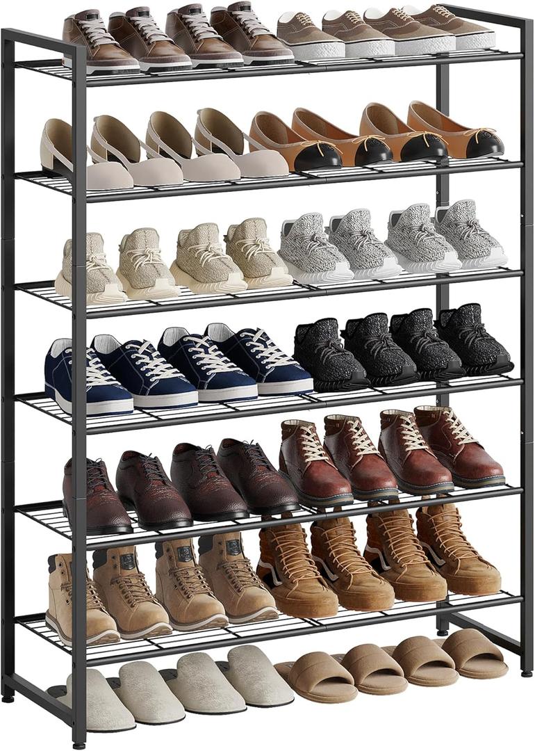 Shoe Rack, Metal Shoe Organizer, 6 Tier Garage Shoe Rack Max Holds 30 Pairs,Shoe Storage Shelf for Closet,Entryway, Black