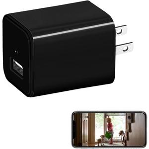 Mini Security Camera USB Charger HD 1080P with Motion Detection for Pet Nanny Use,Remote View for Home Security(NO Audio)