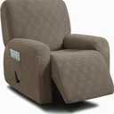 ULTICOR 4-Piece, 1 Seat Recliner Cover, Jacquared Stretch Reclining Chair Covers for 1 Cushion Reclining Sofa, Single Seat Recliner Couch Cover, Soft, Machine Washable (Style 4) (Taupe)
