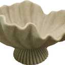 16" Large Decorative Bowl decor, Modern Home Decor,Stylish Key Bowl for Entry Table,Scalloped Decorative Bowls (Beige-With Base, 16.14inch)