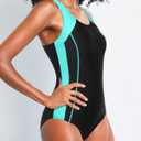 Tempt Me Women One Piece Swimsuits Athletic Racerback Swimwear Training Exercise Slimming Bathing Suit (Black, L)