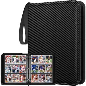 Trading Card Binder with Sleeves, 9 Pocket Trading Card Binder Premium 720 Double Sided Pocket PU Card Collection Binder, Collectible Card Albums Card Folder for Sports Cards, Game Cards (Black)