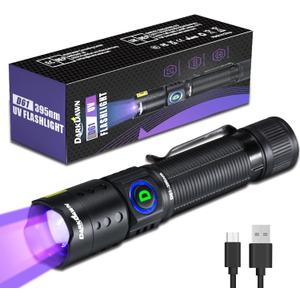 DARKDAWN UV Flashlight 395nm Black Light Mini USB Rechargeable Ultraviolet LED Blacklight Woods Lamp Powerful Fluorescent Portable Detector for Pet Urine Stains, Scorpions, Resin Curing DARKDAWN UV Flashlight 395nm Black Light Mini USB Rechargeable Ultraviolet LED Blacklight Woods Lamp Powerful Fluorescent Portable Detector for Pet Urine Stains, Scorpions, Resin Curing